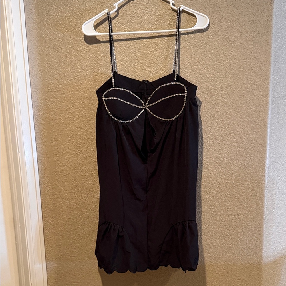 Black Dress with Faux Diamond Straps